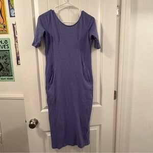 Celtic & Co Linen Blend Button Back Midi Dress Icy Grey Blue UK 8/US 4